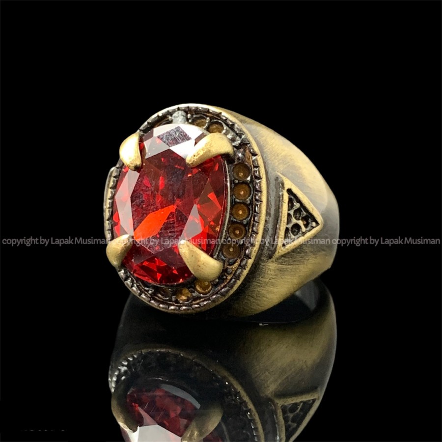 [Bayar di Tempat] Cincin Pria Merah Ruby Super Ekslusif