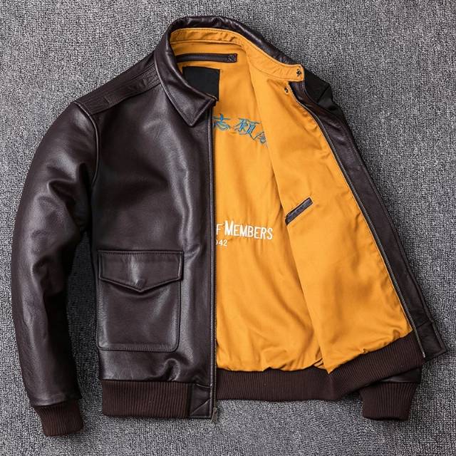 Pria jaket pilot angkatan darat kulit asli kualitas super original