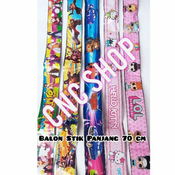 Balon Ulang Tahun Foil Tsum Princess Tobot Mickey Balon Stik Panjang 70cm dipencet tanpa ditiup praktis