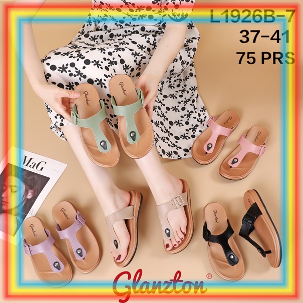 L1926B7 Sandal Jepit Wanita Jelly Karet Super Premium Sendal Cewek Import Original Glanzton Glanston