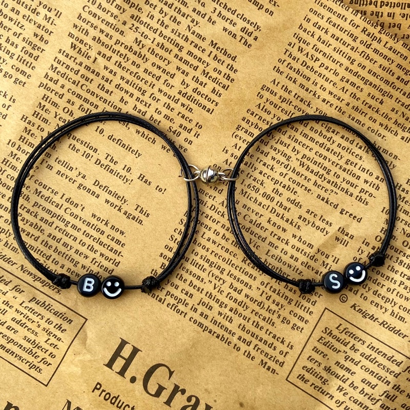 Gelang magnet smile+huruf | gelang magnet | gelang magnet emoticon | gelang lucu simple