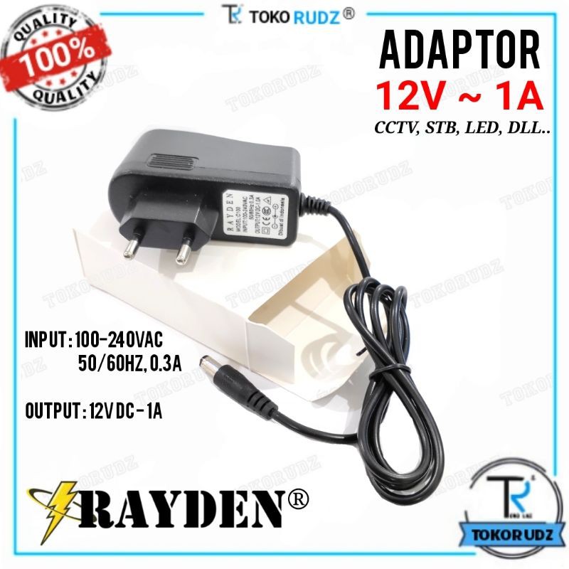 Adaptor DC 12V 1A Kabel Jek Jack CCTV STB Kamera Video Lampu LED C100