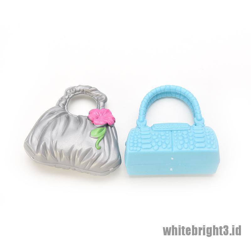 (white3) Tas Handbag / Selempang / Sisir / Sepatu / Anting Untuk Aksesoris Boneka Barbie