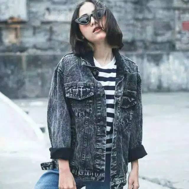 JAKET JEANS WANITA SNOW BLACK