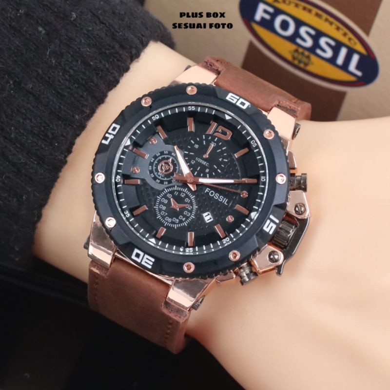 JAM TANGAN PRIA F0SSIL KULIT WATER RESISTANCE