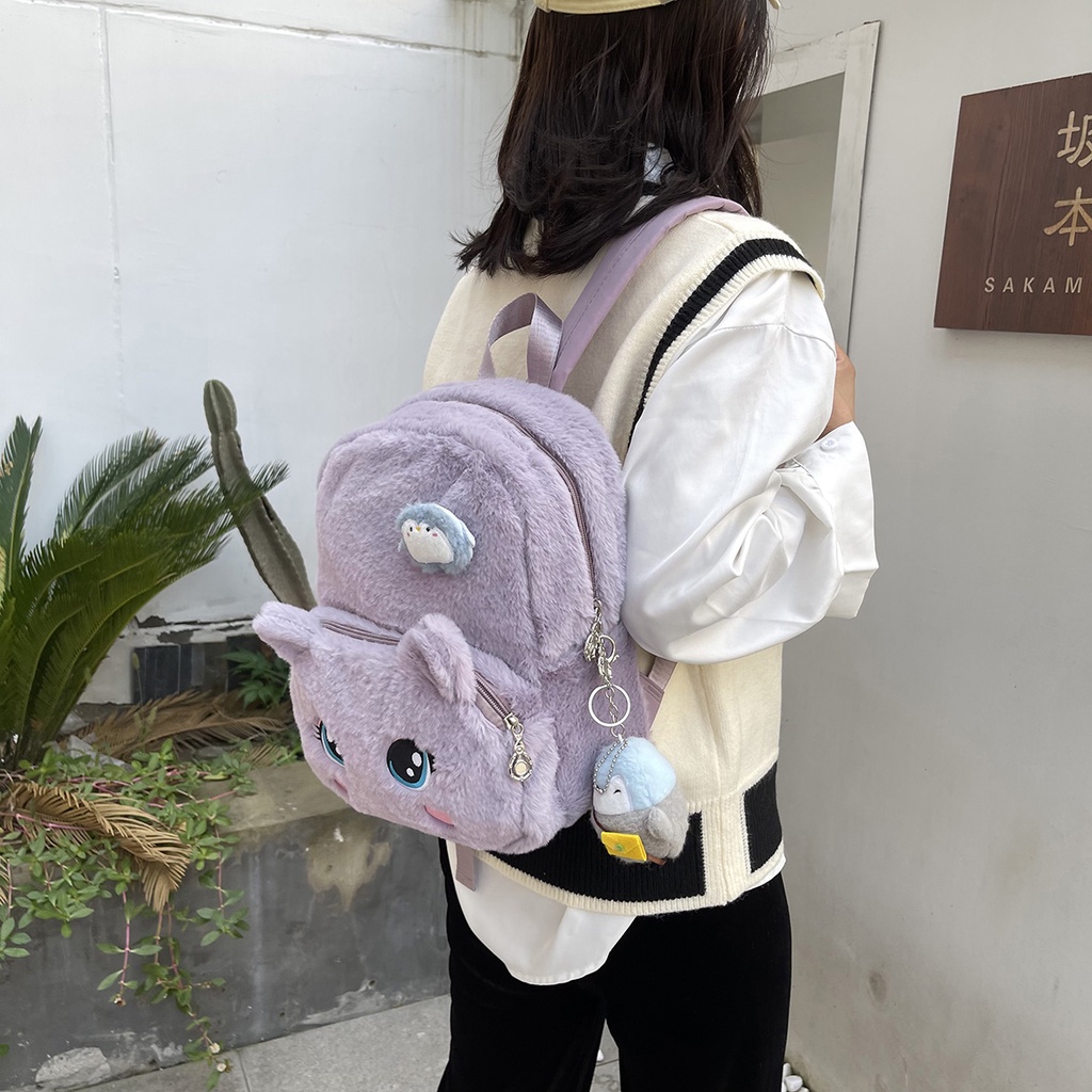 WYK103 Tas Ransel Wanita Bulu Kucing Cat Feather Backpack Impor TKM