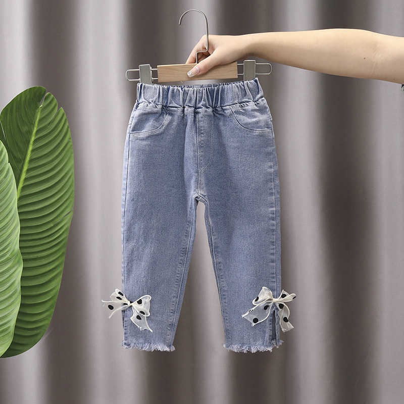 NEW Celana jeans anak perempuan motif pita renda kualitas premium