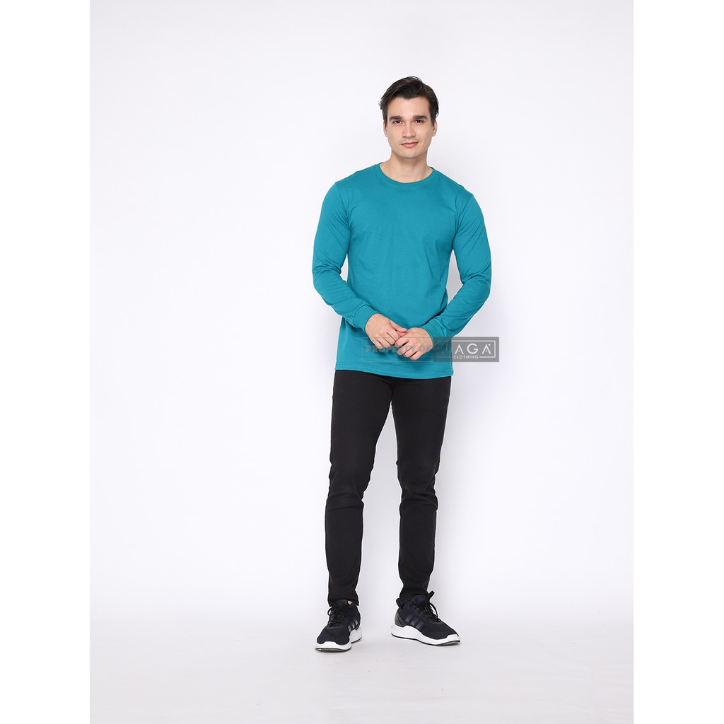Naga Clothing Kaos  Polos  HIJAU  TOSKA TUA  Lengan Panjang 