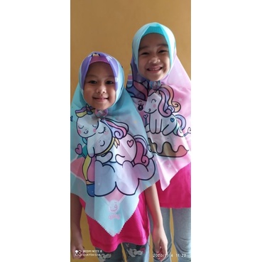 VOAL PRINTING MOTIF UNICAKE / HIJAB ANAK KARAKTER UNICORN CAKE / JILBAB ANAK LUCU