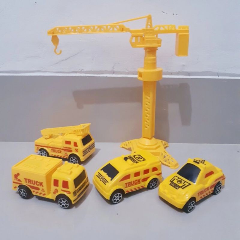 Mainan Set Alat Kontruksi Anak Edukatif - Mobil Truk Crane Contruction