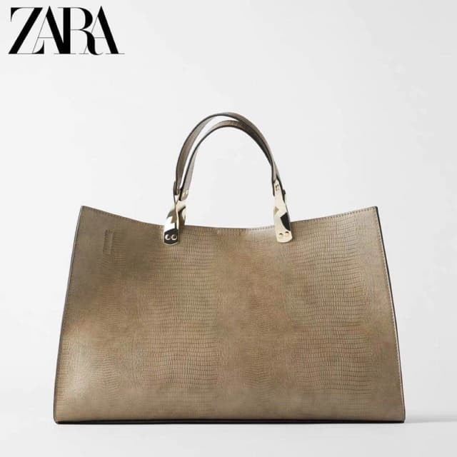 Tas Zara Tote bag Motif croco Original