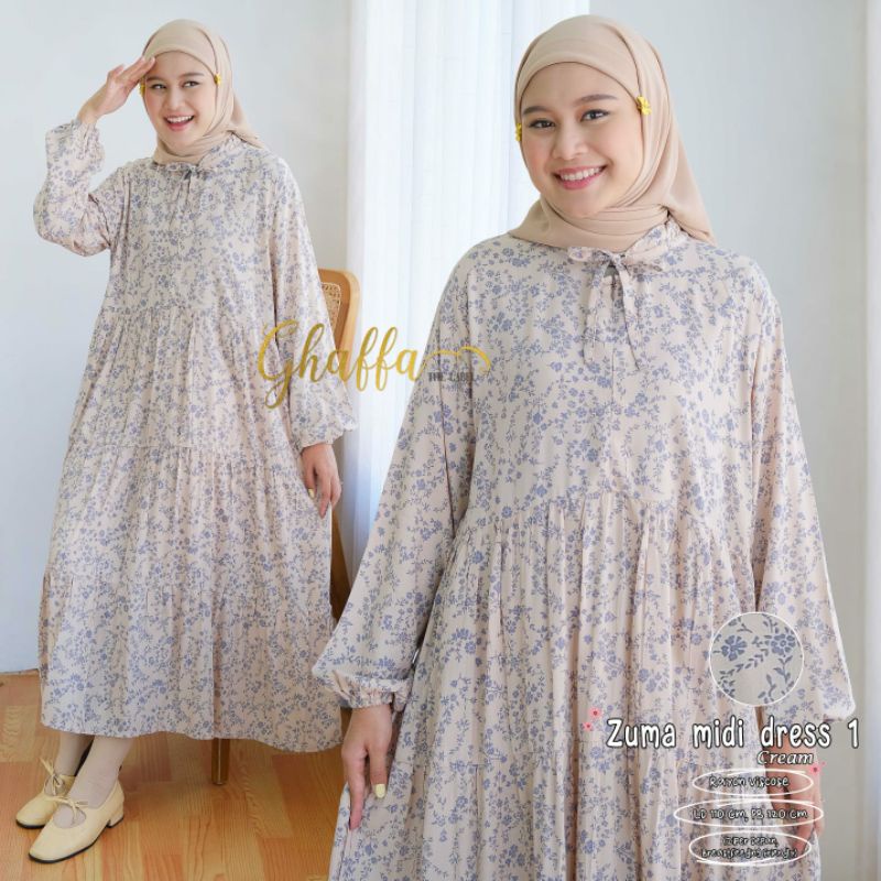 ZUMA MIDI #1 ORIGINAL GHAFFA THE LABEL - GAMIS MOTIF MIDI DRESS VIRAL KEKINIAN