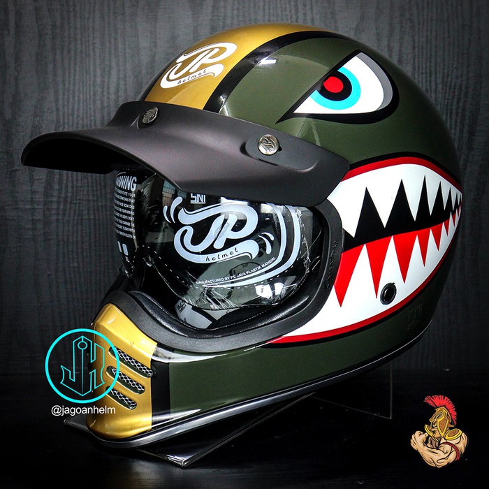 JPX HELM JP SIGNATURE SG 07 SKY GUARD | GREEN GOLD | RETRO CLASSIC| SG07