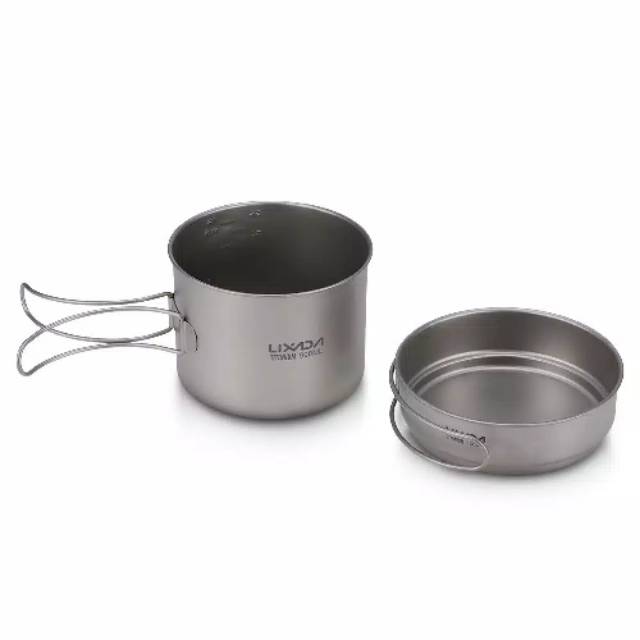 Lixada titanium Ta8326 pot 900ml pan 350ml cooking set Ultralight camping wajan panci outdoor