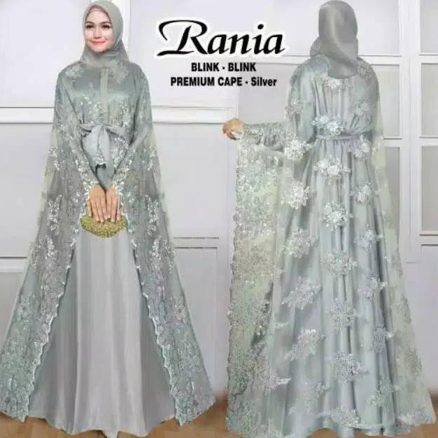 Baju Gamis Lebaran Terbaru Gamis Pesta Brukat / Dress Pesta Rania - Abu-Abu Tamarablerin