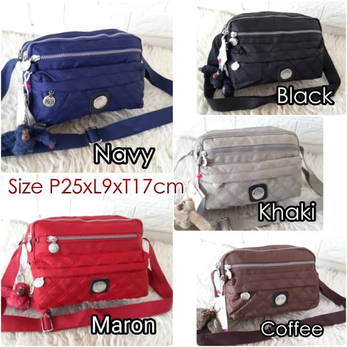 KP202 Tas Selempang Wanita Kipling Bordir 4Slet - Biru