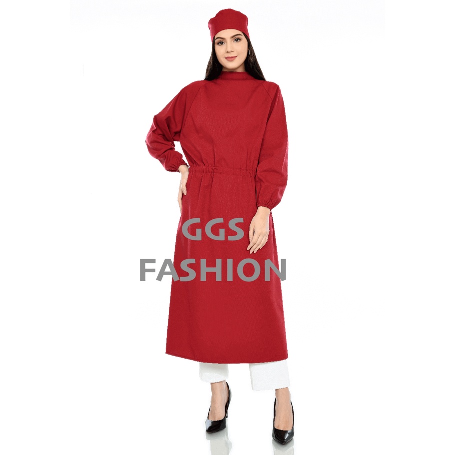 APD Gown - APD Medis - Baju APD Medis - Gown Medis - Jubah Kain - Surgical Gown Drill Merah Maroon