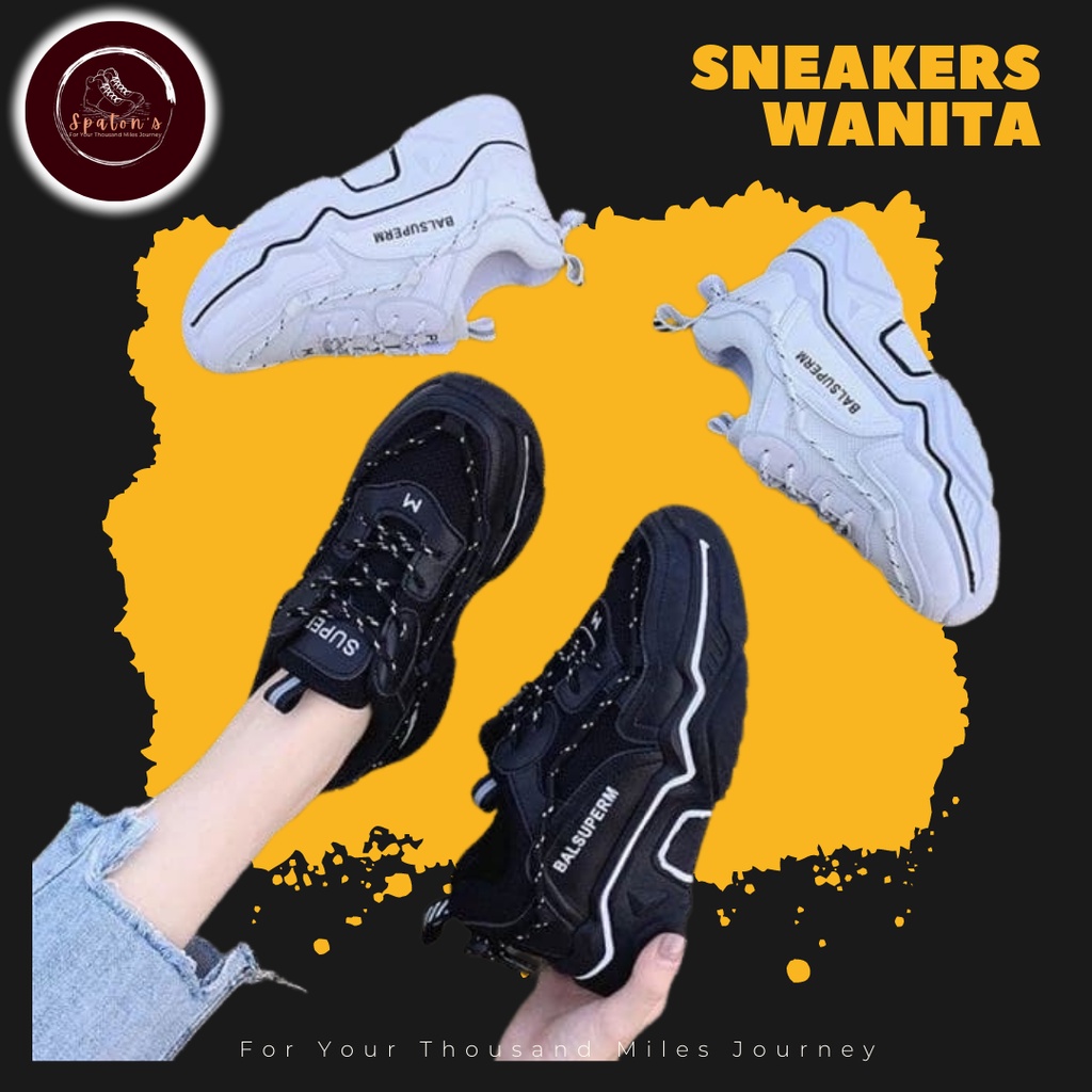 Sepatu Sneakers Wanita Korea Style Putih Hitam Terbaru Sepatu Cewek Kekinian Sepatu Olahraga Running Sport Wanita Murah Spatu Sneakers Sneaker Wanita Cewek Cewe Korea Korean Style Hitam Putih Fashion Perempuan Terlaris Terkini Kekinian Terbaru-6