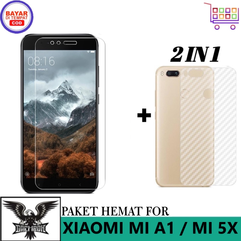 Promo Tempered Glass Xiaomi Mi A1 Mi 5X Free Garskin Carbon Premium Anti Bekas Sidik Jari