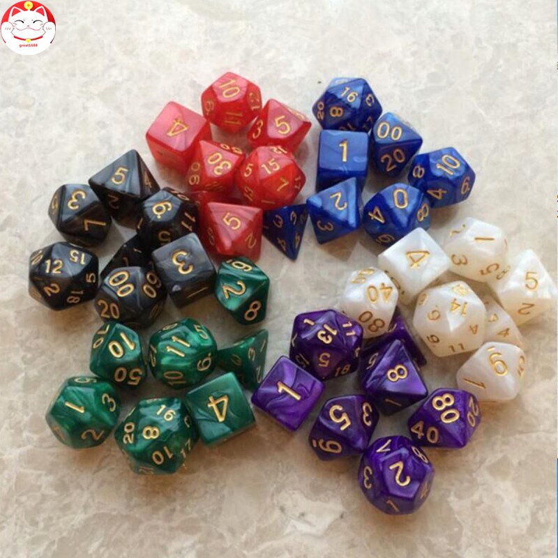 7 Pcs / Set Dadu Polihedral Warna-Warni Dengan Angka Untuk Bermain Peran