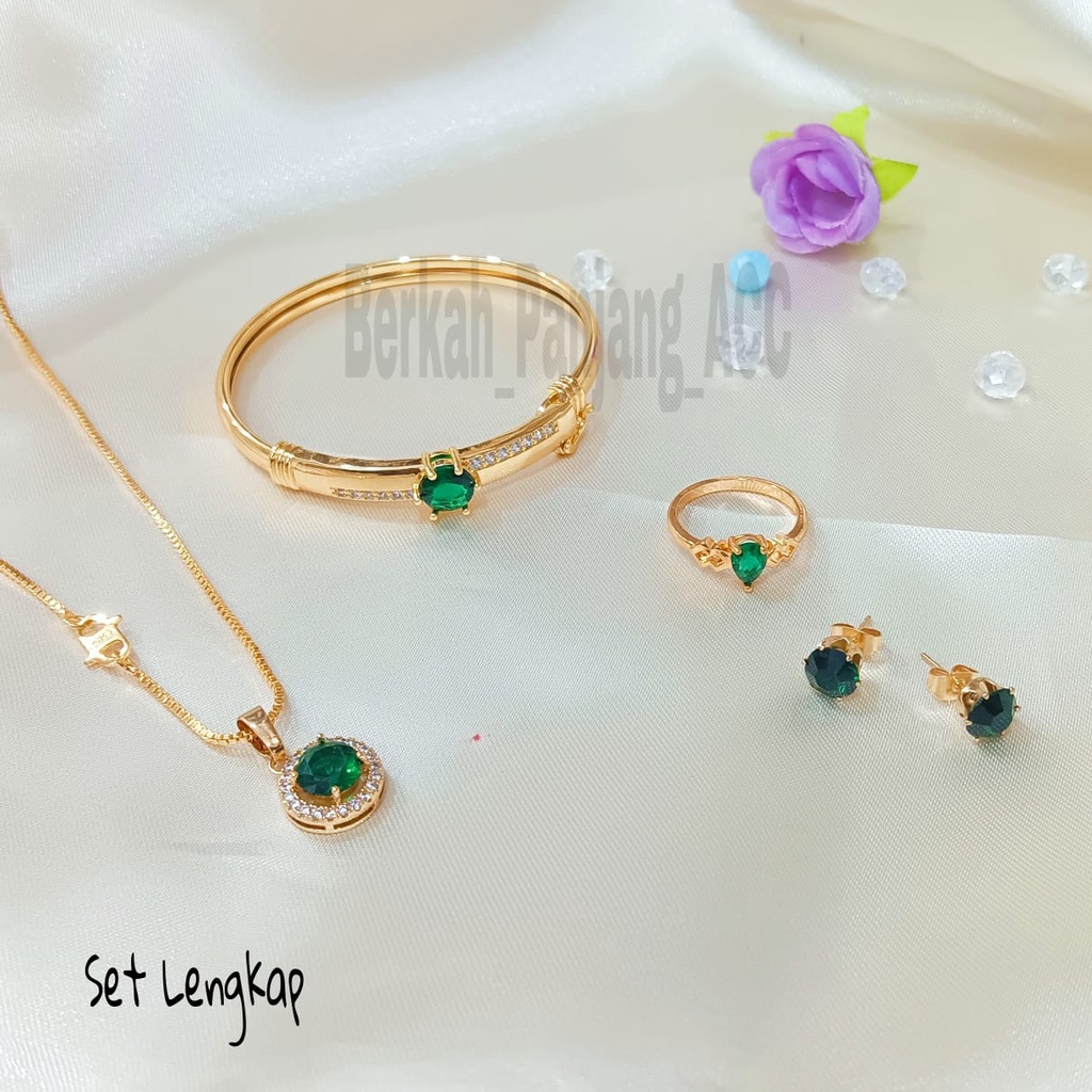 SET DEWASA DIAMOND EMERALD  Perhiasan super berkelas fashion korea anti karat dan anti luntur