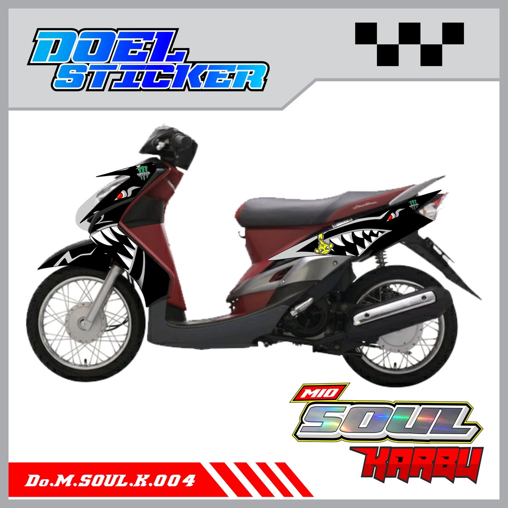 STICKER STRIPING MIO SOUL KARBU - STICKER STRIPING LIST VARIASI HOLOGRAM , CROME YAMAHA MIO SOUL KARBU DOEL 004