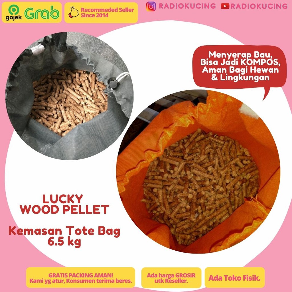 Lucky Wood Pellet 6.5 Kg Pasir Kucing Serbuk Kayu Hamster Burung [ JUWIES RADIO KUCING ]