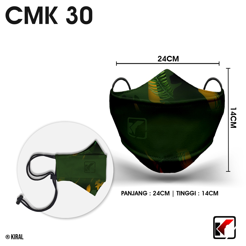 CMK-30 Masker Kain 3 ply Lapis Hijab Distro Korea Headloop Earloop Motif Pria Cowok Premium Keren