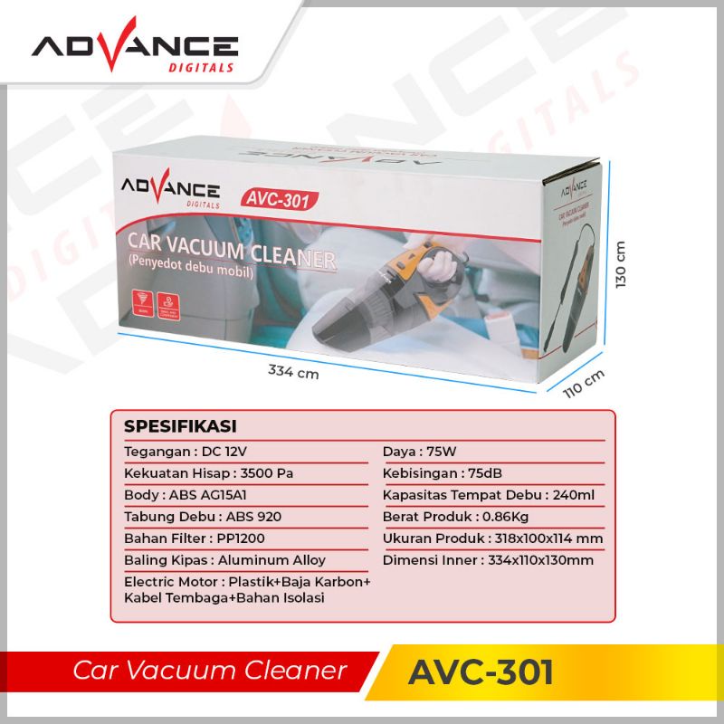 Advance Car Vacuum Cleaner / Penyedot Debu Mobil AVC-301