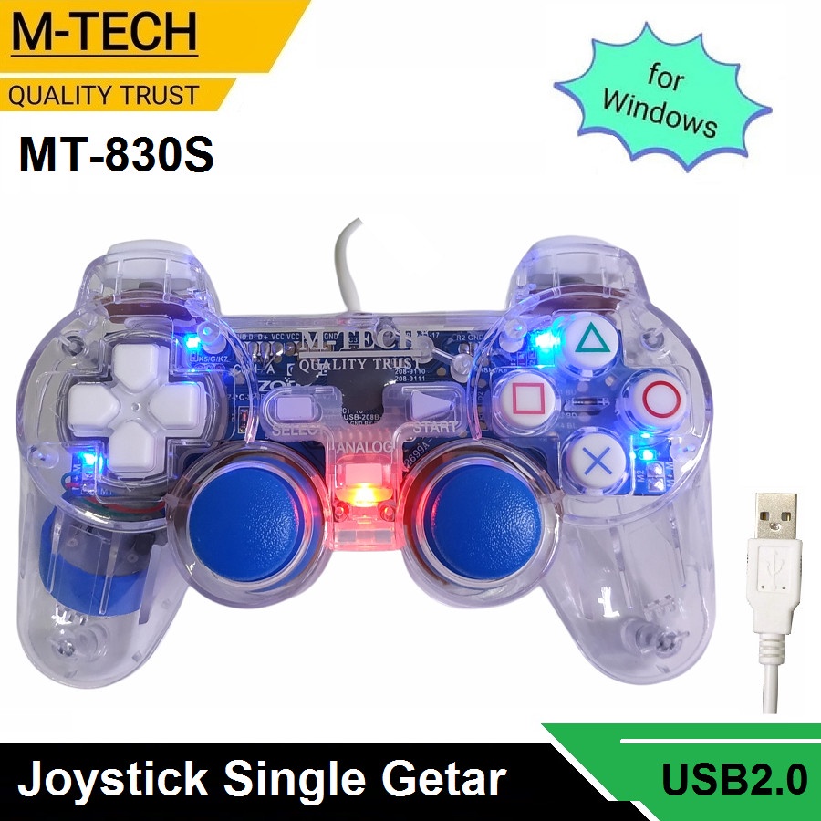 M TECH Gamepad Joystik MT-830 Transparan Single / Double