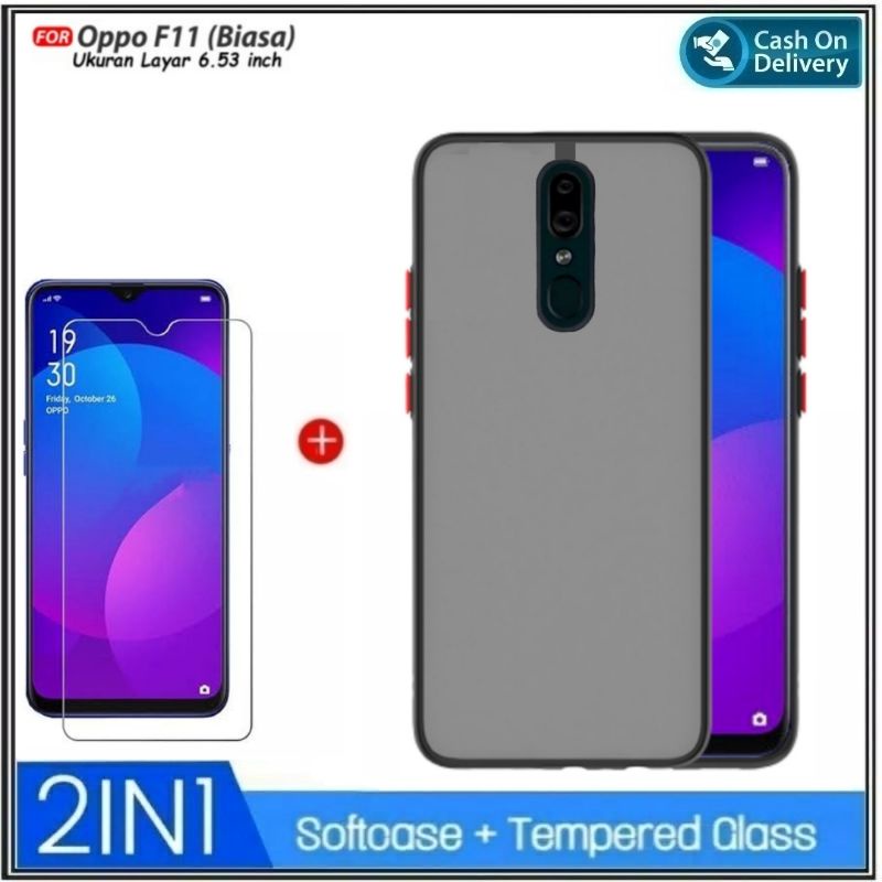 PAKET 2IN1 Case Oppo F11 2019 Hard Soft My Choise Armor Matte Bumper Aero Dove Acrylic Shockprooft Transparent Matte Casing Hp Cover