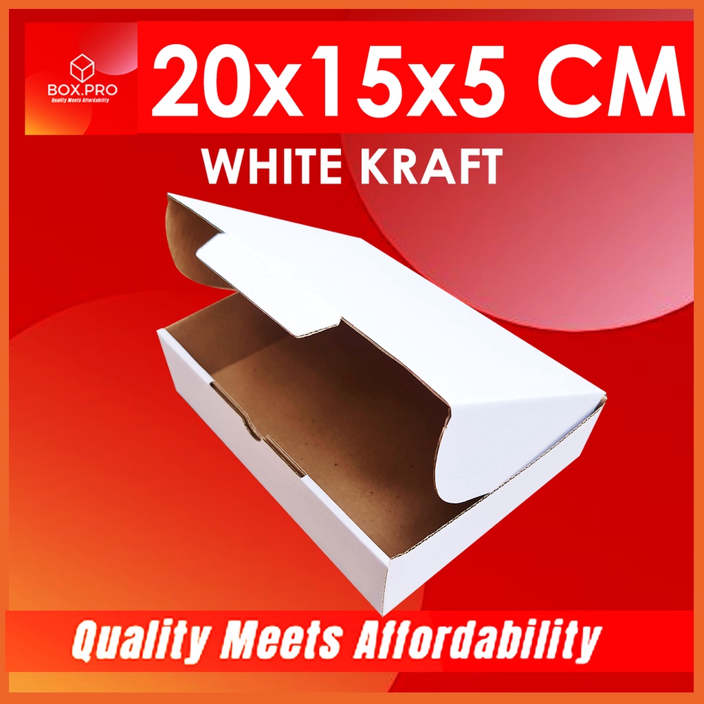

Kardus PUTIH uk 20x15x5 cm (ECER) Die Cut Box Kotak Packing Aksesoris Baju Makanan Pizza Hijab Kue