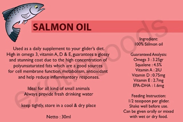 MINYAK IKAN SALMON / FISH OIL 30ml SUGAR GLIDER LANDAK HAMSTER BURUNG