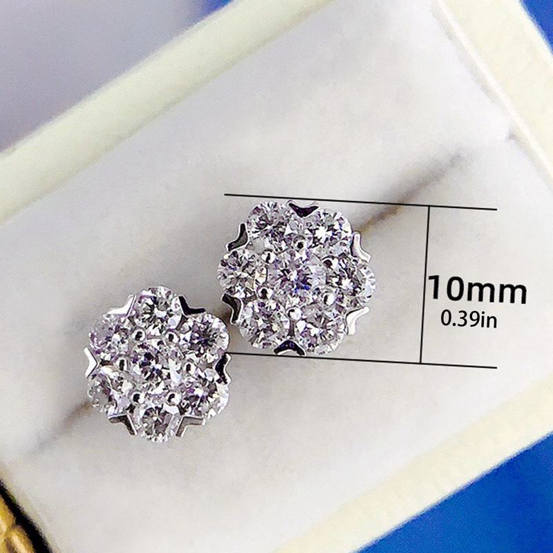 Anting Stud Cubic Zirconia Bentuk Bulat Untuk Wanita