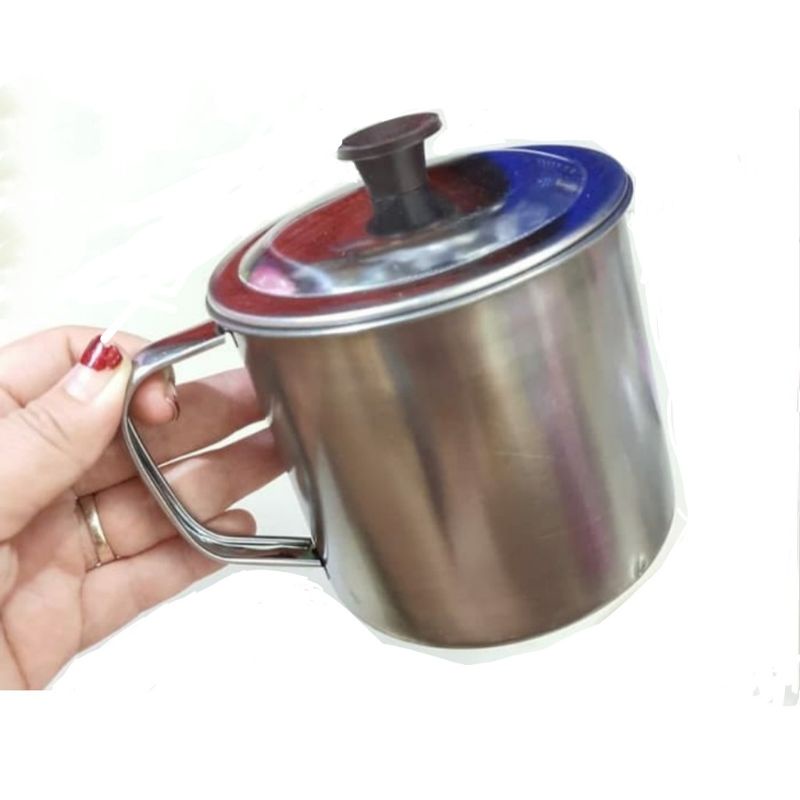 mug stainless steel 9cm plus tutup - cangkir 9cm stainless steel