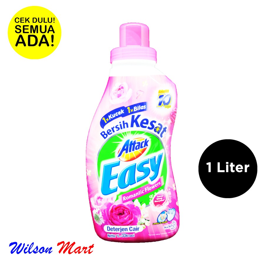 ATTACK EASY ROMANTIC FLOWERS DETERJEN DETERGENT CAIR 1000 ML 1 LITER BOTOL