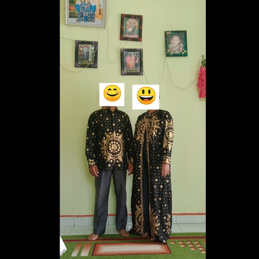 Gamis Batik Songket Palembang Motif Matahari Hitam