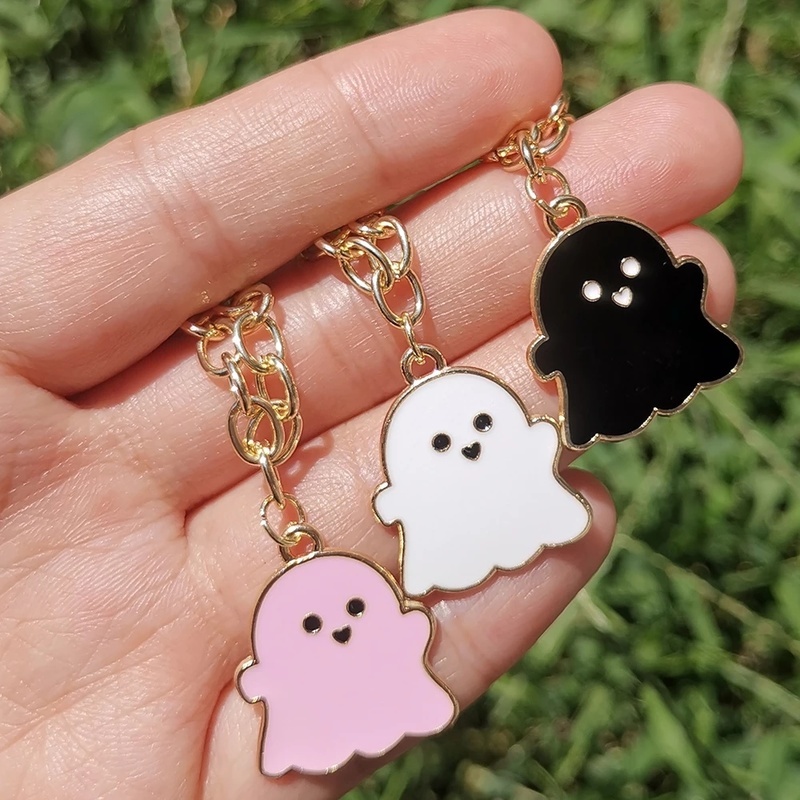 Kalung Rantai Dengan Liontin Hantu Halloween Untuk Wanita