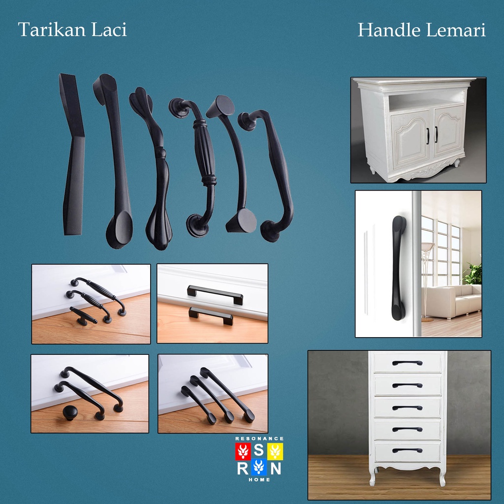 Tarikan Laci Tipe Antik  Coating Hitam / Gagang Handle Lemari | Resonance Home