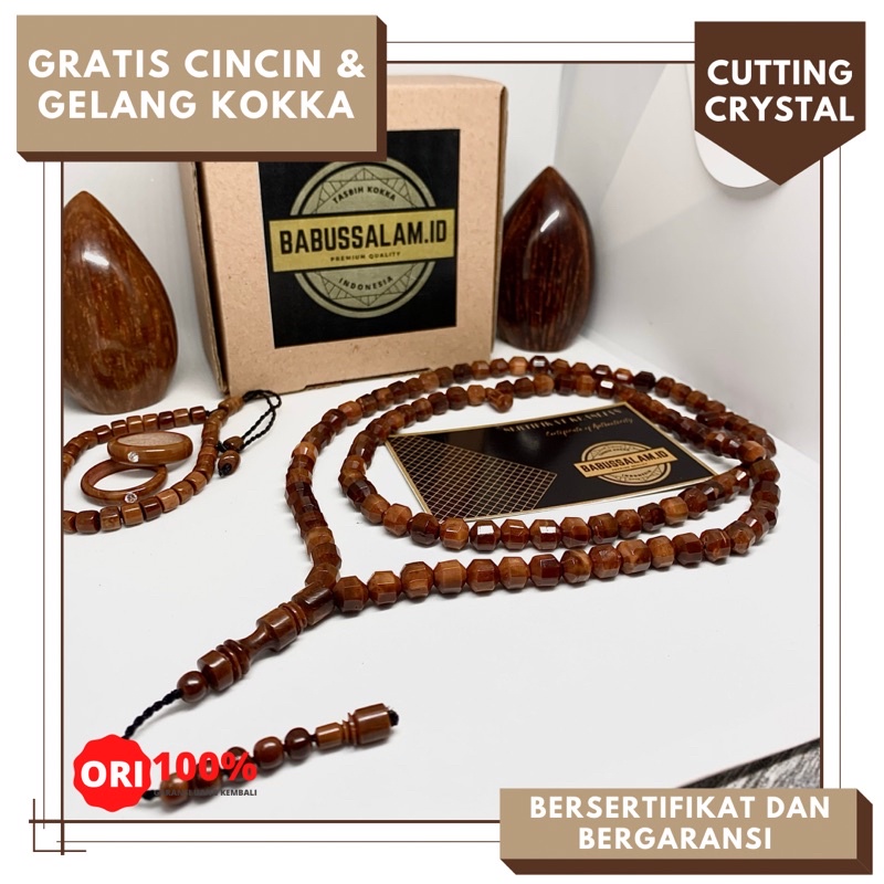 TASBIH KOKKA CUTTING CRYSTAL MOTIF TERBARU TASBIH KAOKAH ASLI BERSERTIFIKAT TASBIH KAUKAH
