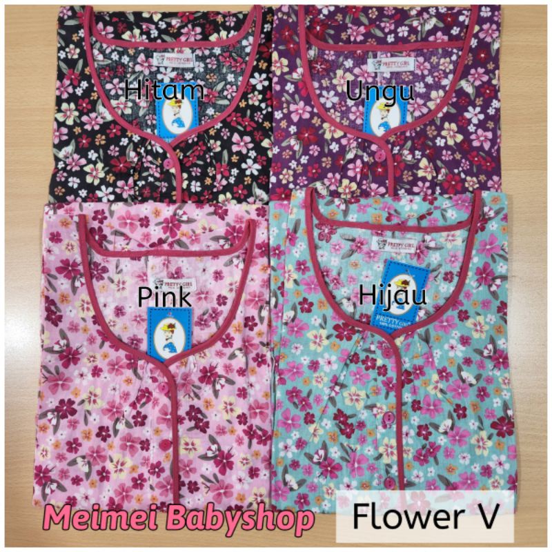 Daster Katun Pretty Girl / Daster Busui Bumil / Baju Tidur Wanita / Daster Jumbo Resleting / Kancing-4