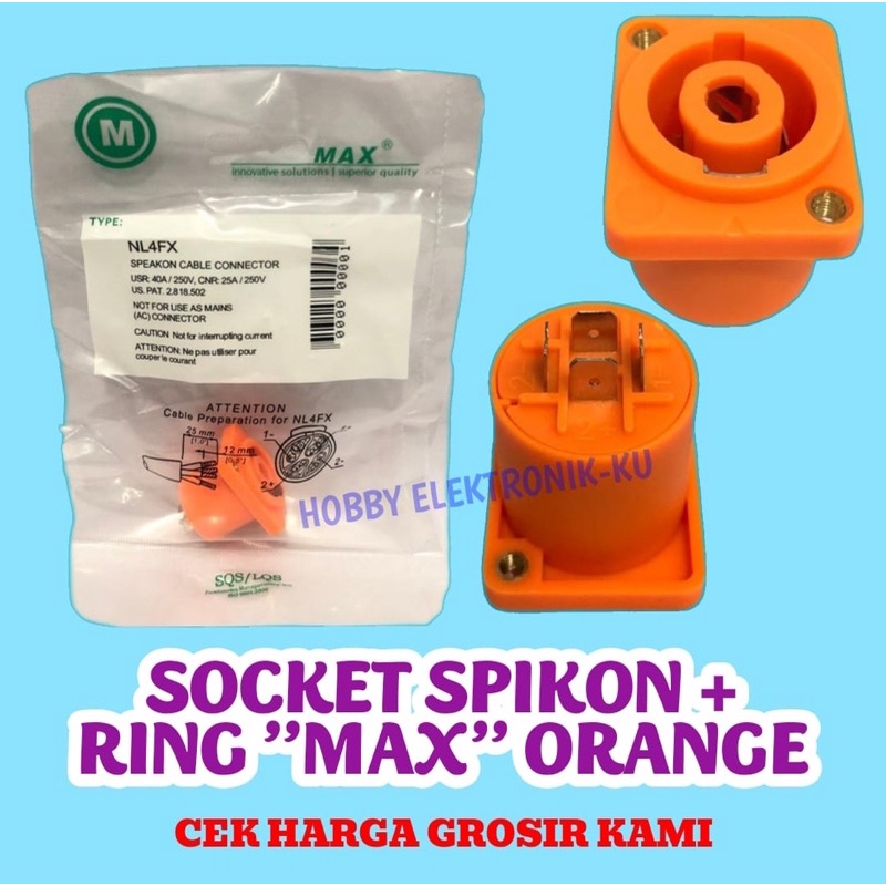 SOCKET SPEAKON SOKET SPIKON + RING MAX ORANGE