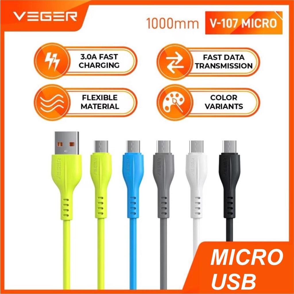 Veger V-107 Kabel Data Original Quick Charge 3.0 Micro USB