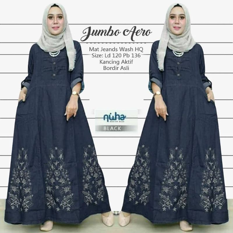 AERO MAXY | GAMIS WANITA JUMBO | DRESS JEANS BIG SIZE KEKINIAN