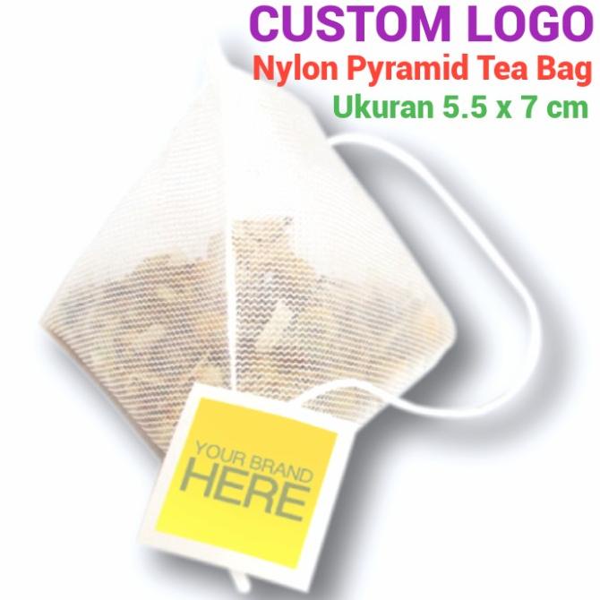 

100 Pcs Kantong Teh Pyramid Kosong Nylon Pyramid Tea Bag Custom Logo