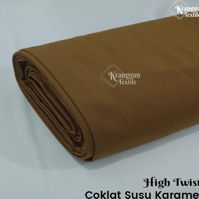 populer] Kain Celana Coklat Susu Karamel Semi Wool High Twist / Kantor / Jas