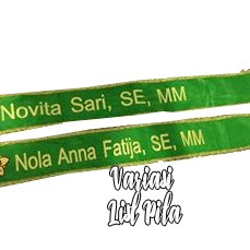 Selempang wisuda bahan bludru bordir komputer warna hijau