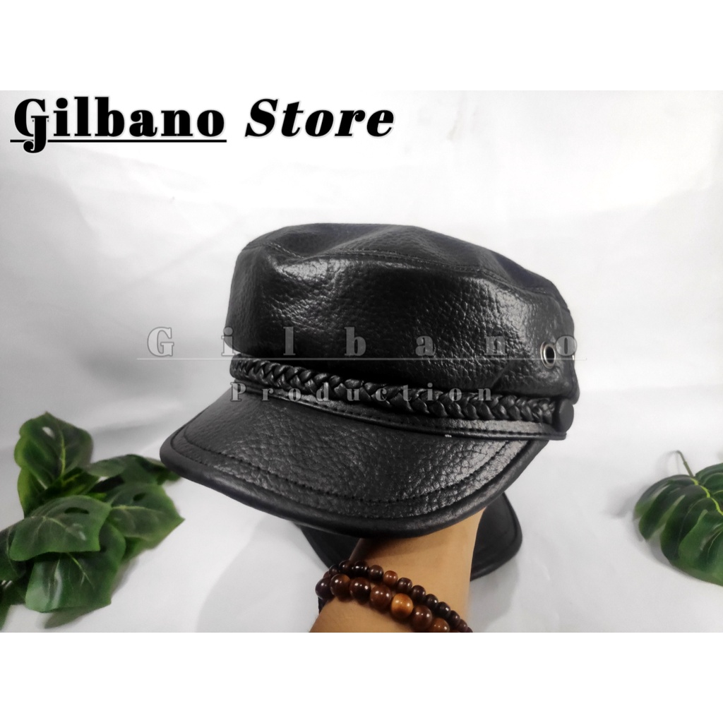 Topi Kulit Asli Pria Model Nahkoda Topi Pelaut / Topi Nahkoda Kulit Asli Premium