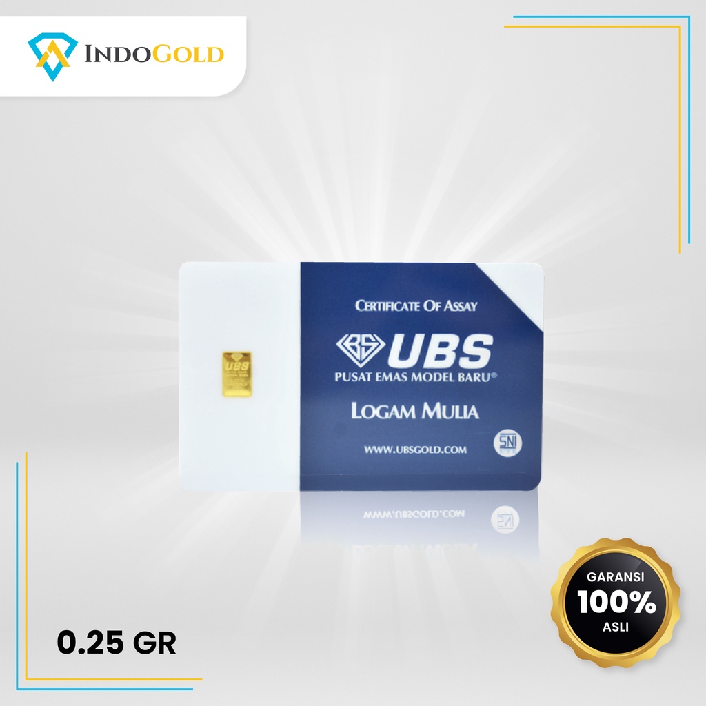 Emas UBS 0.25 Gram Logam Mulia Garansi Uang Kembali Include Sertifikat