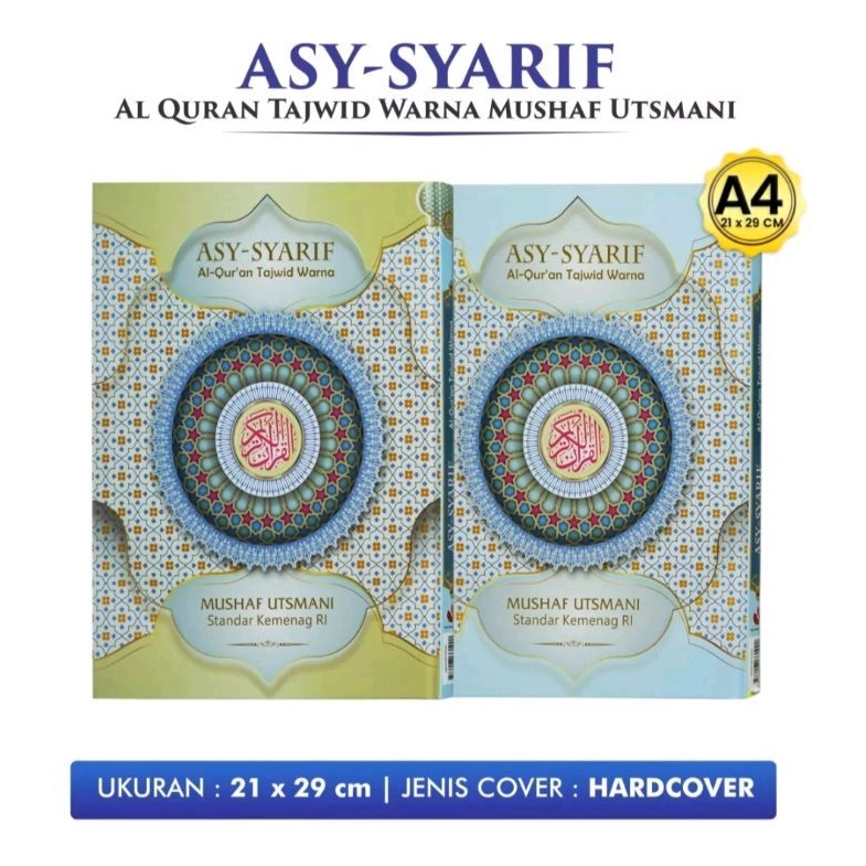 Alquran Asy Syarif A4, Alquran Tajwid Warna Non Terjemah Mushaf Utsmani Ukuran Besar A4